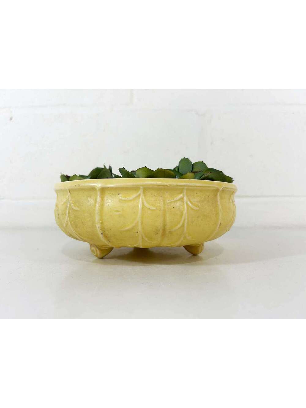 Nelson McCoy Yellow Pottery Planter Footed Bowl USA 1940s